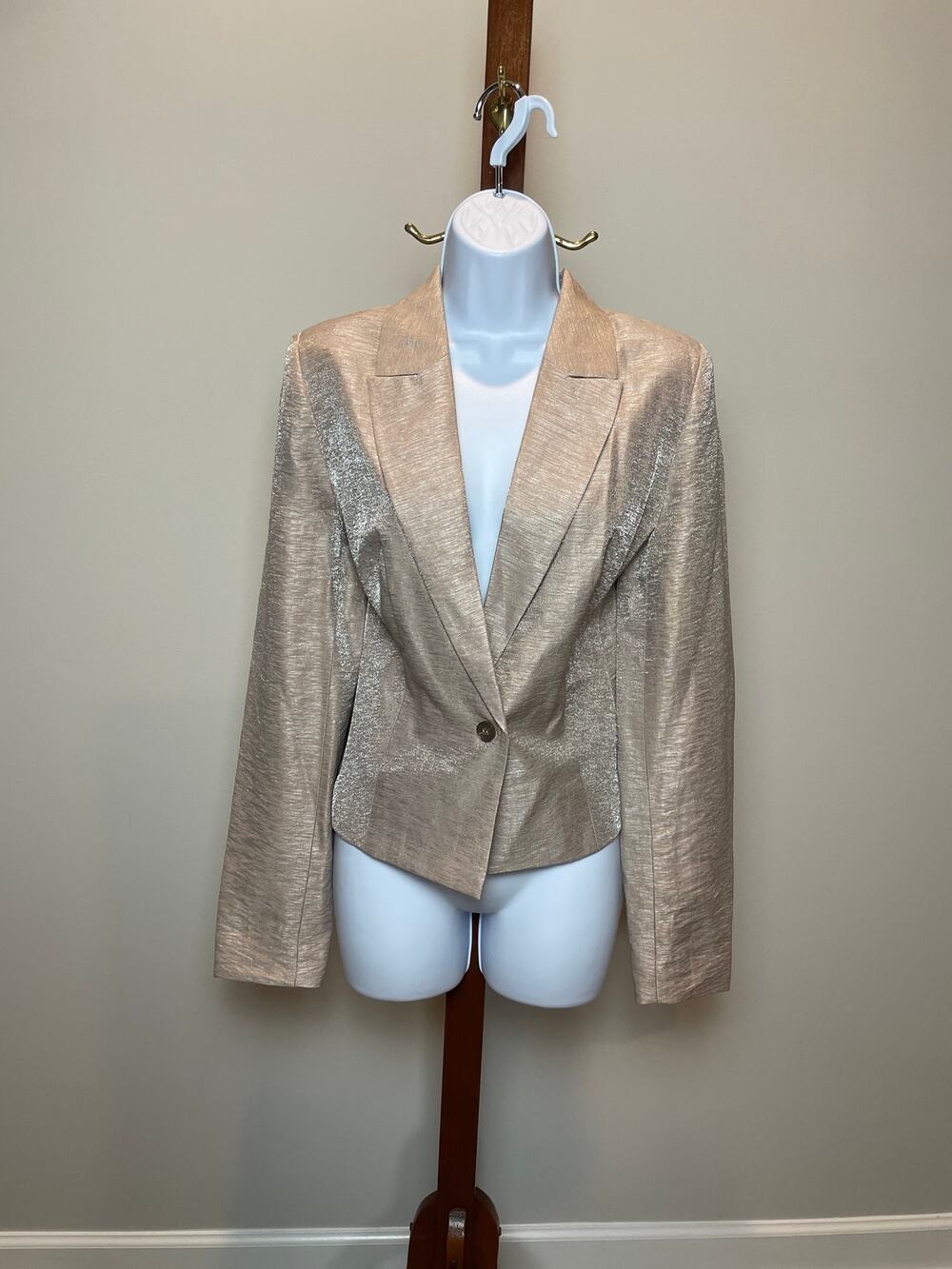 Venus Champagne Shimmer Single Button Blazer Womens Size 12 New With Tag
